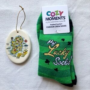 Irish theme bundle ceramic ornament green lucky socks